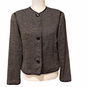 Vintage Geoffrey Beene Beenebag Wool Blend Blazer Size Petite Large Black/White